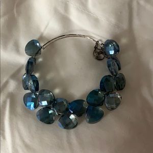 Alex and Ani silver blue gem bracelet